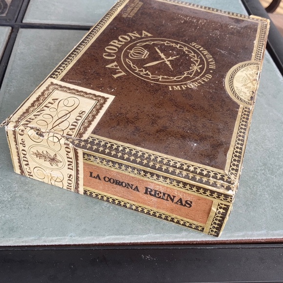 Cigar box wooden box vintage La Corona reinas Dominican Republic cigarbox - Picture 7 of 12